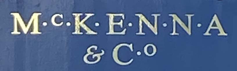 McKenna and Co shop sign on Beauchamp Place in Knightsbridge, London