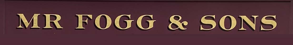 Sign at Mr Fogg and Sons cocktail bar on Dean Street  in London's Soho