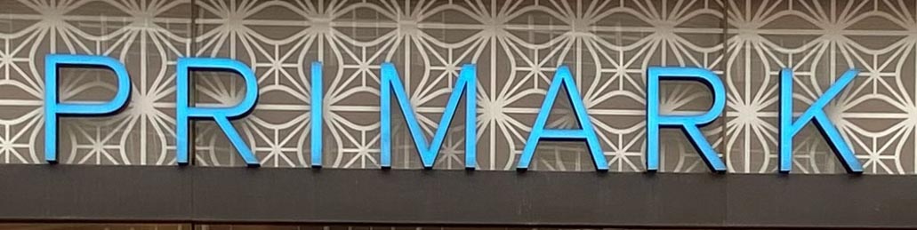 Shop sign at Primark on Oxford Street