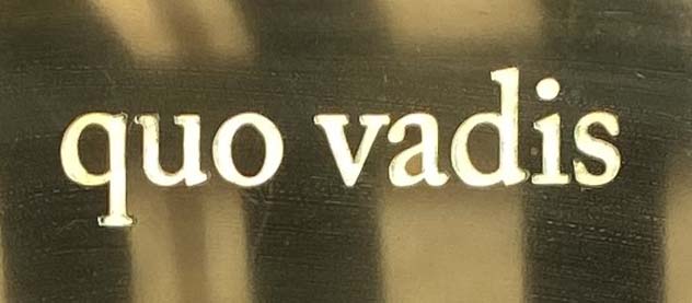 Sign at Quo Vadis restaurant on Dean Street in London's Soho