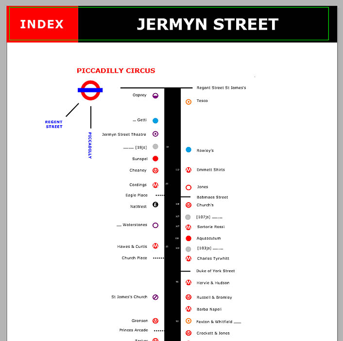 Map of shops and restaurants on Jermyn Street