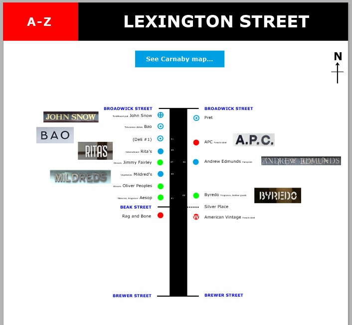 Shops and restaurants on London's Lexington Street