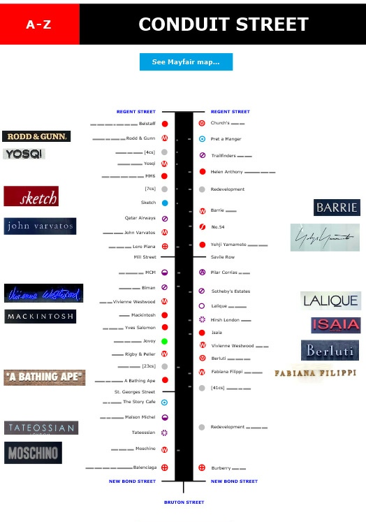 Shops and restaurants on London's Conduit Street