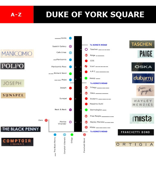 Shops and restaurants on Duke of York Square in Chelsea