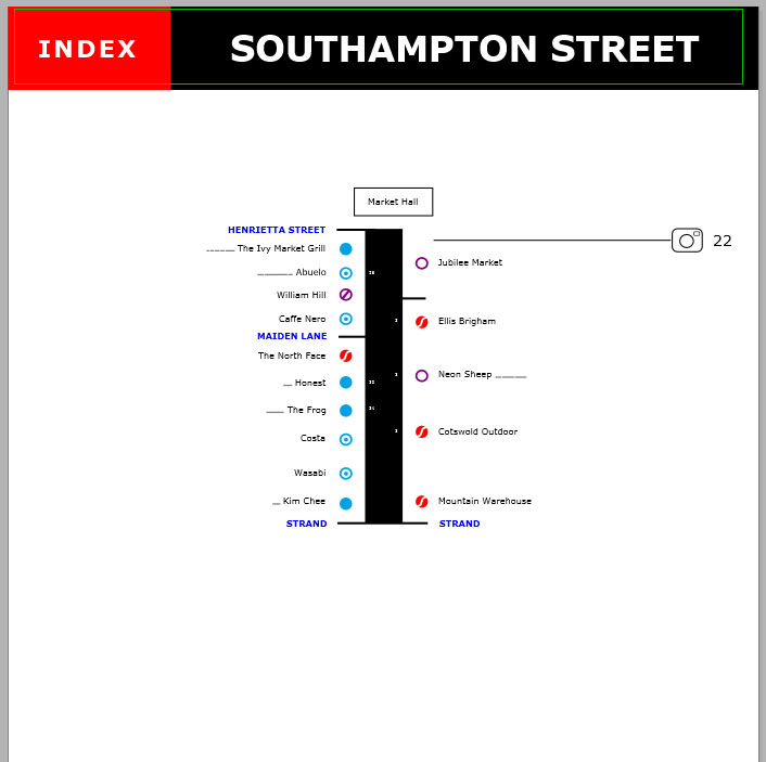Map of shops and restaurants on Southampton Street
