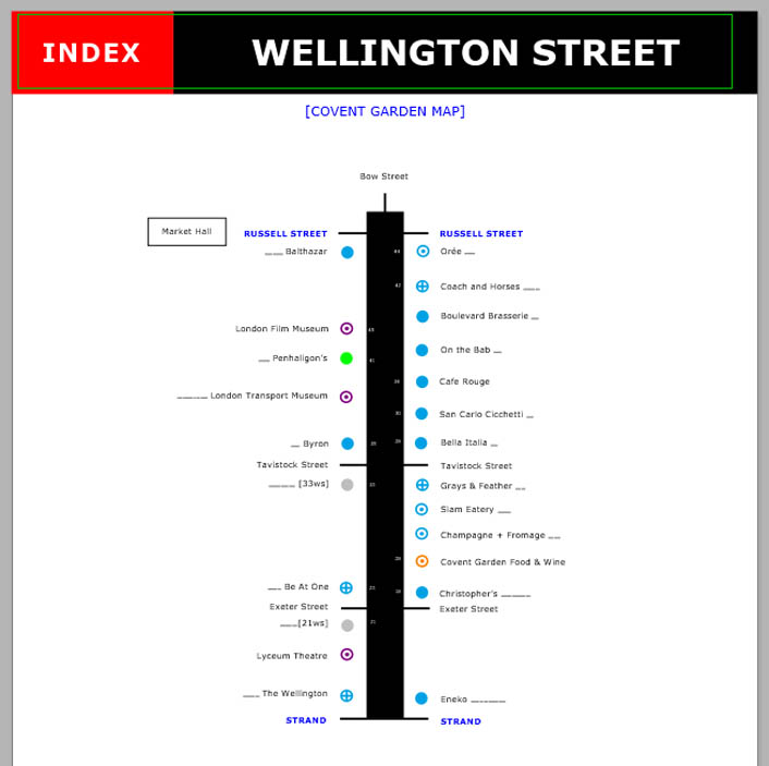 Map of shops and restaurants on Wellington Street