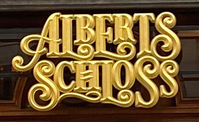 Sign at Albert's Schloss beer hall on London's Shaftesbury Avenue