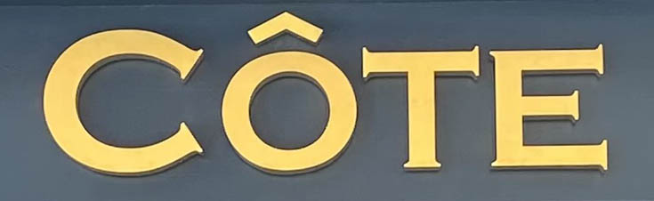 Cote restaurant sign on St. Christopher's Place in London