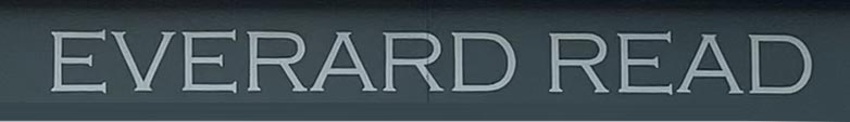 Sign at Everard Read gallery on Fulham Road
