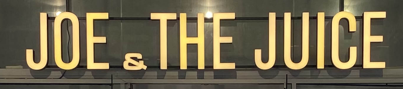 Sign at Joe and The Juice cafe on London's Broadwick Street in Soho