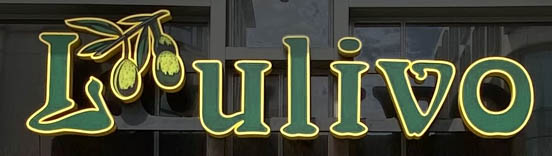 L'ulivo restaurant sign on the Strand in London