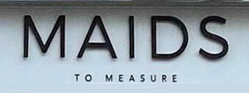 Sign at Maids to Measure shop on Fulham Road