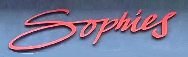 Sign at Sophies restaurant on Fulham Road