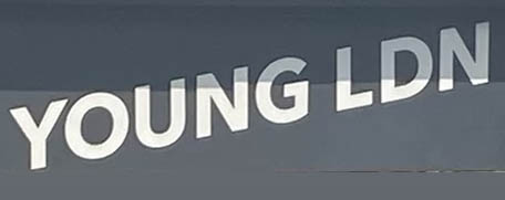 Sign at Young London salon on Westbourne Grove in London