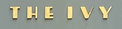 Sign at The Ivy restaurant on Broadwick Street in London's Soho
