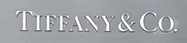 Sign at Tiffany shop at Sloane Square in London's Chelsea