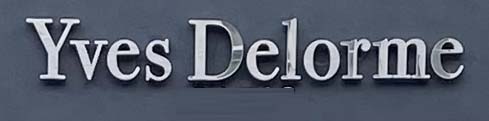 Yves Delorme shop sign on Walton Street in Knightsbridge, London