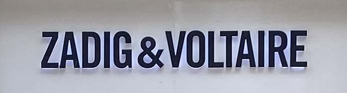 Sign at Zadig and Voltaire shop on King's Road in Chelsea, London