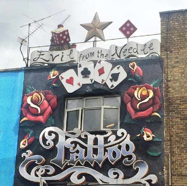 Sign at tattoo studio on Camden High Street