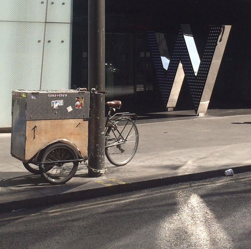 Cargo bike outside the W Hotel in London's Soho