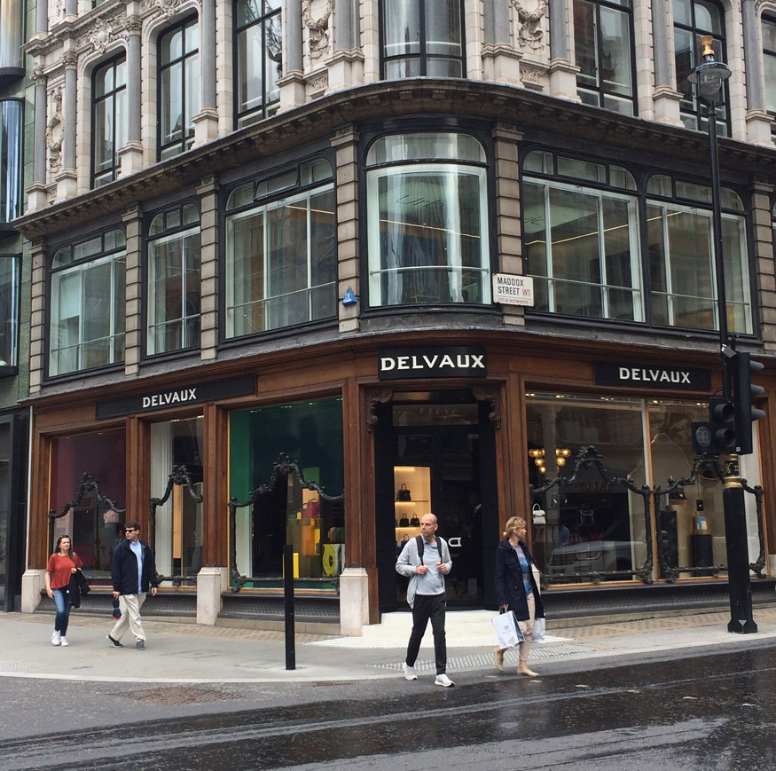 Delvaux store on London's New Bond Street, corner of Maddox Street