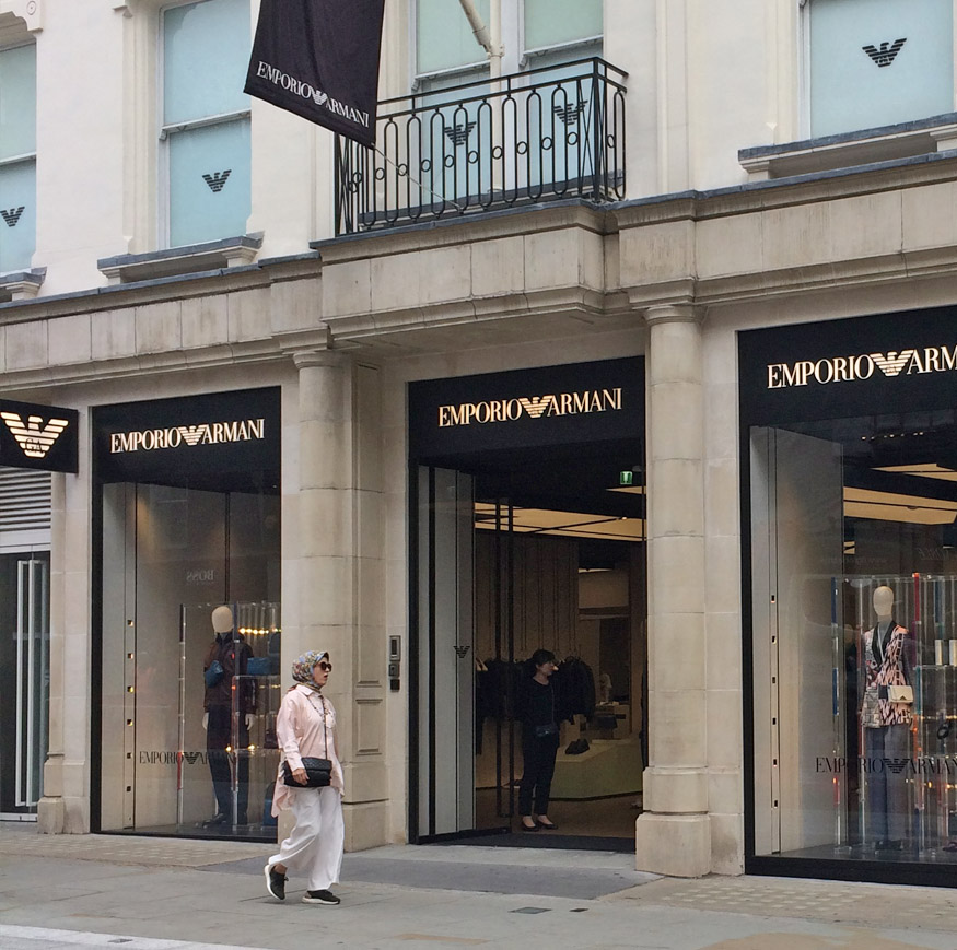 Emporio Armani store on New Bond Street in London's Mayfair