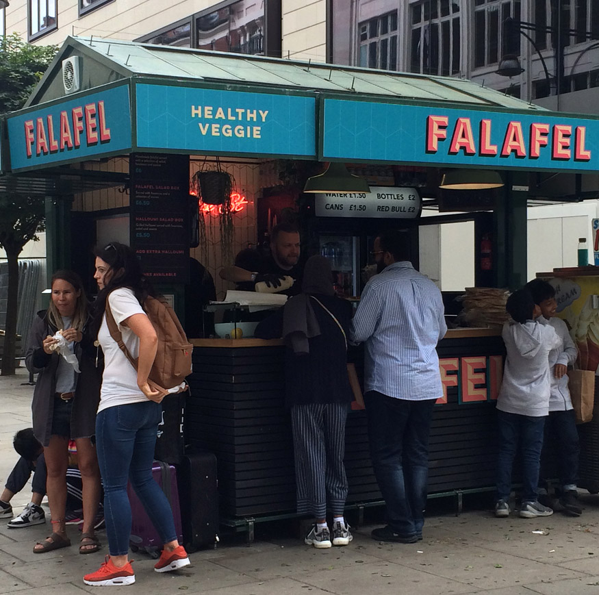 Falafel stall on London's Oxford Street