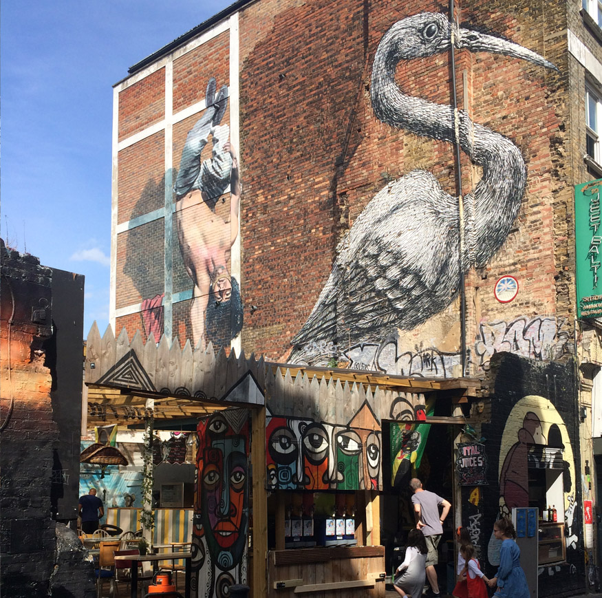 Heron artwork near Brick Lane in East London