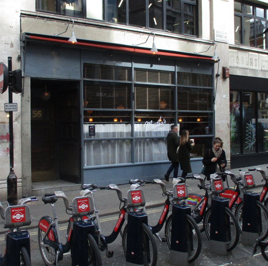 Martha's bar and cafe on Wardour Street in London's Soho