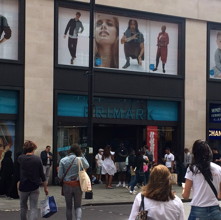 Saturday shoppers outside Primark clothing store on London's Oxford Street
