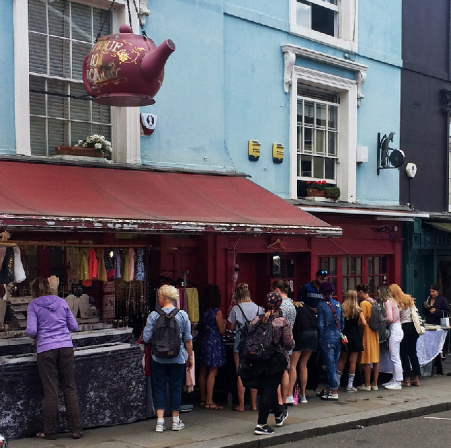 Shoppers at the Red Teapot at Portobello Market