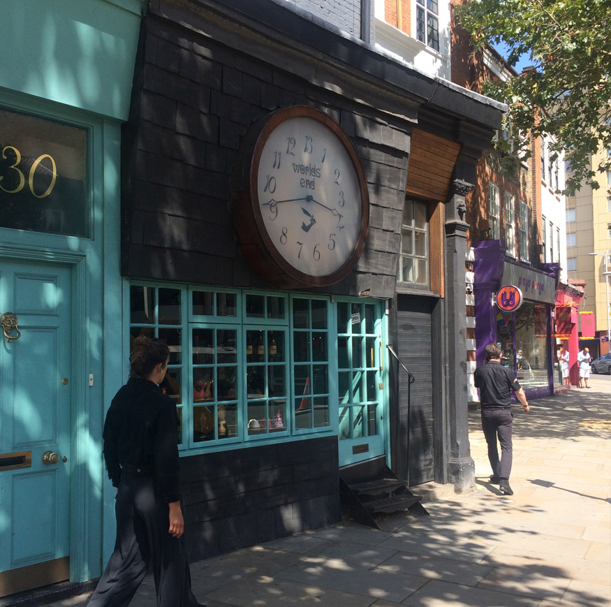 The backwards clock at Vivienne Westwood's shop in Chelsea World's End