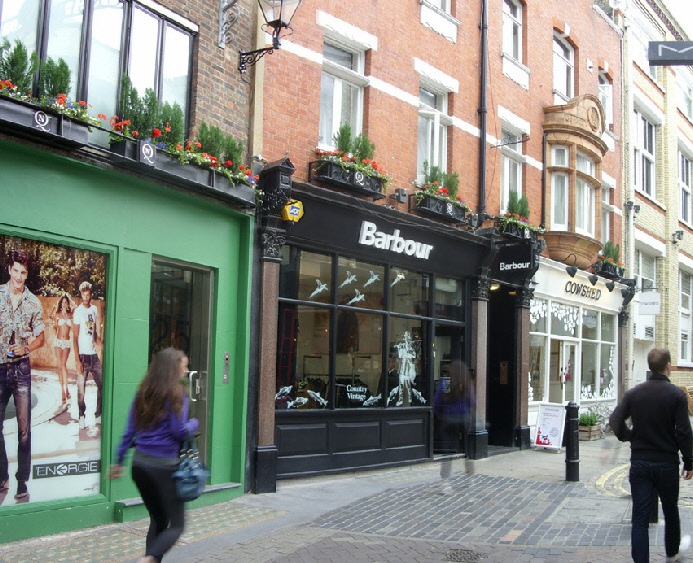 Barbour outdoor clothing shop on Foubert’s Place