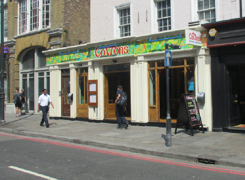 Cottons Caribbean bar and restaurant on Curtain Road in Shoreditch