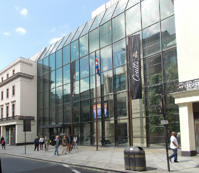 Coutts Bank on Strand near Charing Cross station