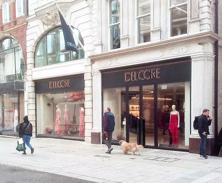 Delcore fashion shop on New Bond Street in London
