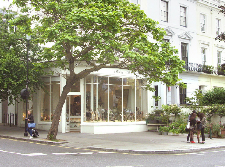 Emma Hope shoe shop in Notting Hill, at the corner of Ledbury Road