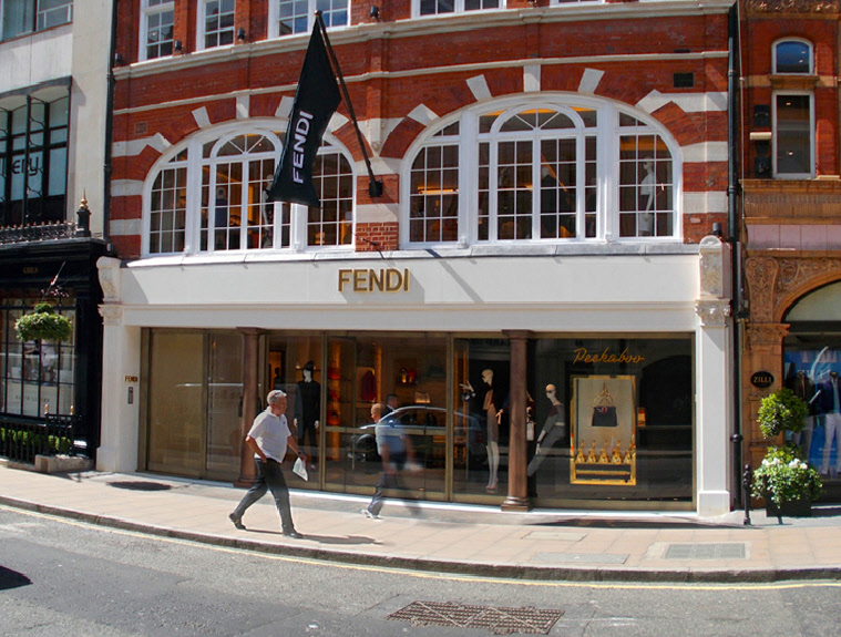 Fendi fashions and bags shop on New Bond Street in London’s Mayfair