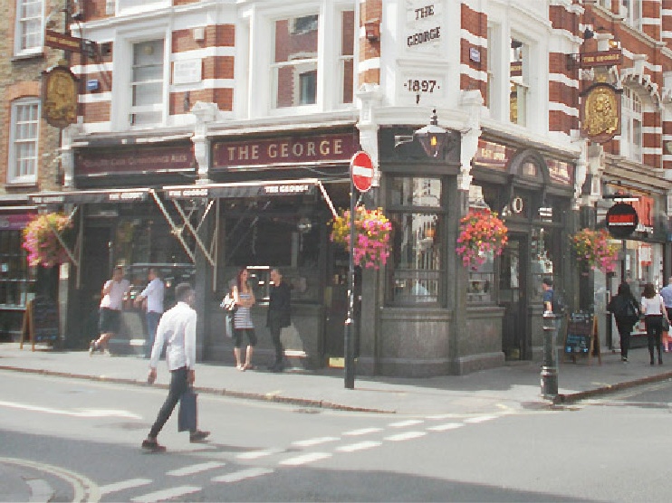 The George pub on the corner of D’Arblay Street in Soho
