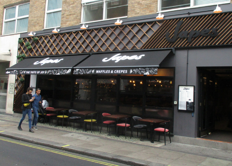 Japes waffles on Dean Street in London’s Soho