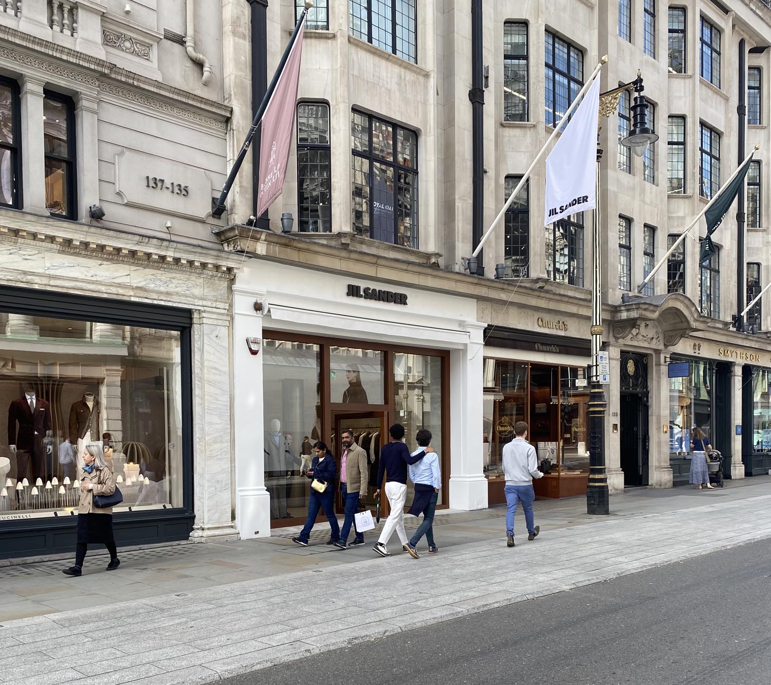Jil Sander shop on New Bond Street in London's Mayfair