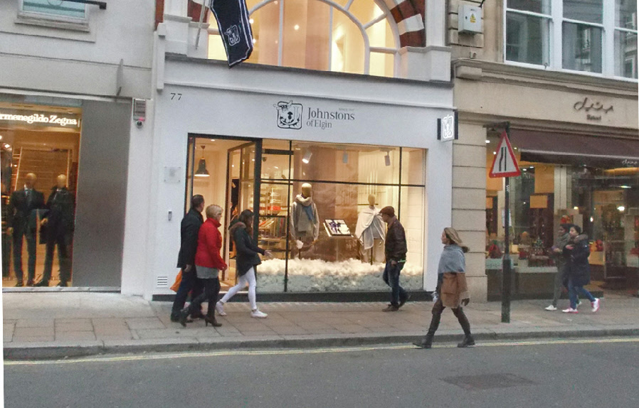 Johnstons of Elgin csahmere shop on New Bond Street in London