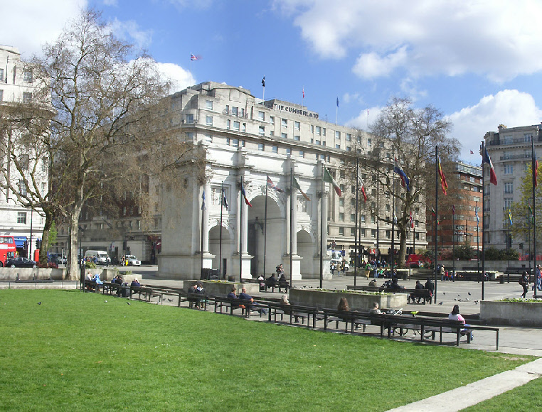 Marble Arch, at the western end of London’s Oxford Street