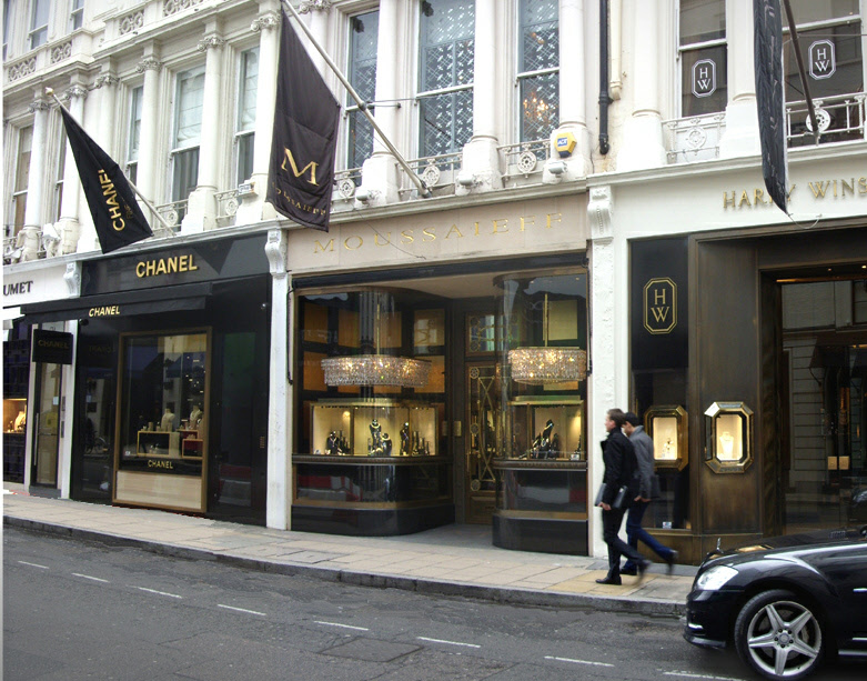 Moussaieff jewellery shop on Ne Bond Street in London’s Mayfair
