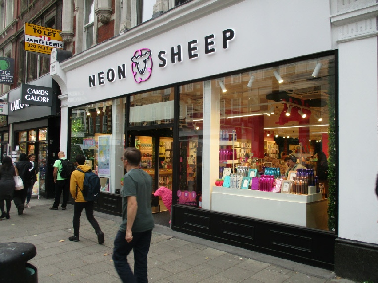 Neon Sheep gift shop on London’s Tottenham Court Road