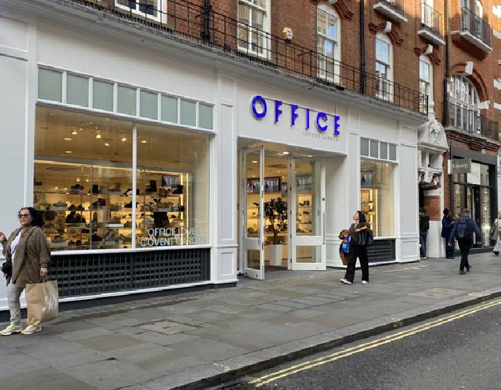 Office shoe shop on Long Acre in London's Covent Garden