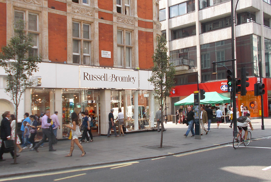 Russell and Bromley shoe shop on Oxford Street, near Bond Street station