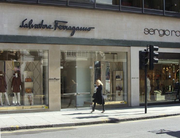 Salvatore Ferragamo shop on Sloane Street in London's Knightsbridge