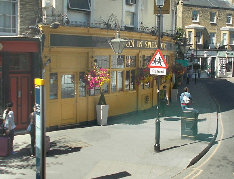 Sun in Splendour pub at the start of Portobello Road in London