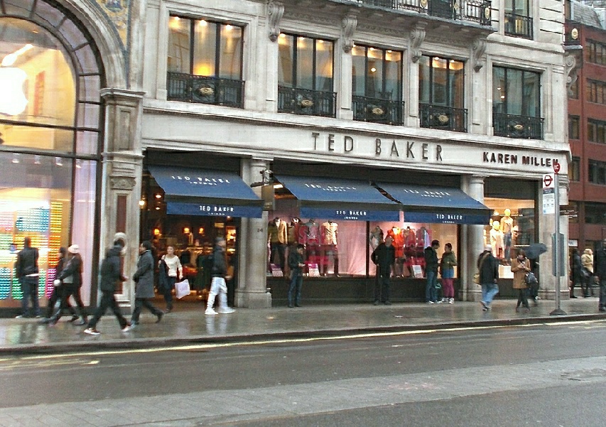 Ted Baker clothing shop on Regent Street in London, near Oxford Circus